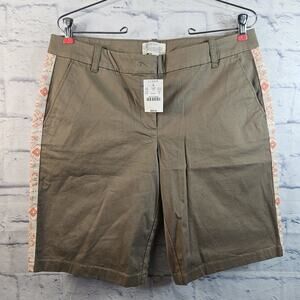 J Crew NWT Bermuda Chino Shorts Brown Aztec Print Womens Size 8 C0151
